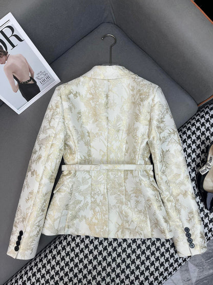 gold jacquard blazer