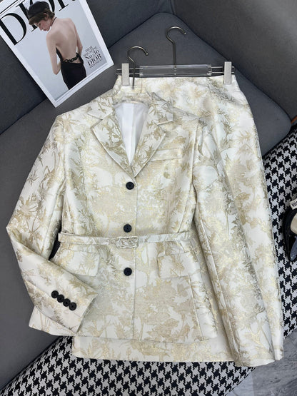 gold jacquard blazer