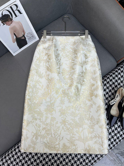 gold jacquard skirt