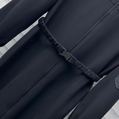 two-way zip lapel dress