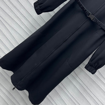 two-way zip lapel dress