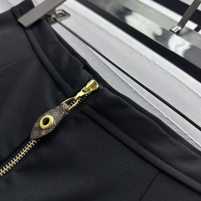 high waist zippered pleated skirt