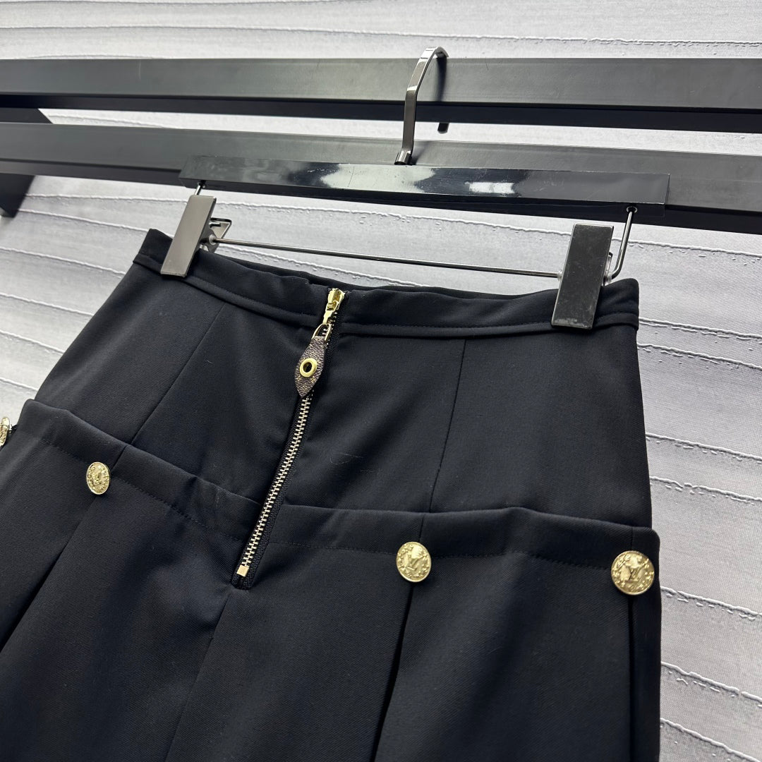 high waist zippered pleated skirt