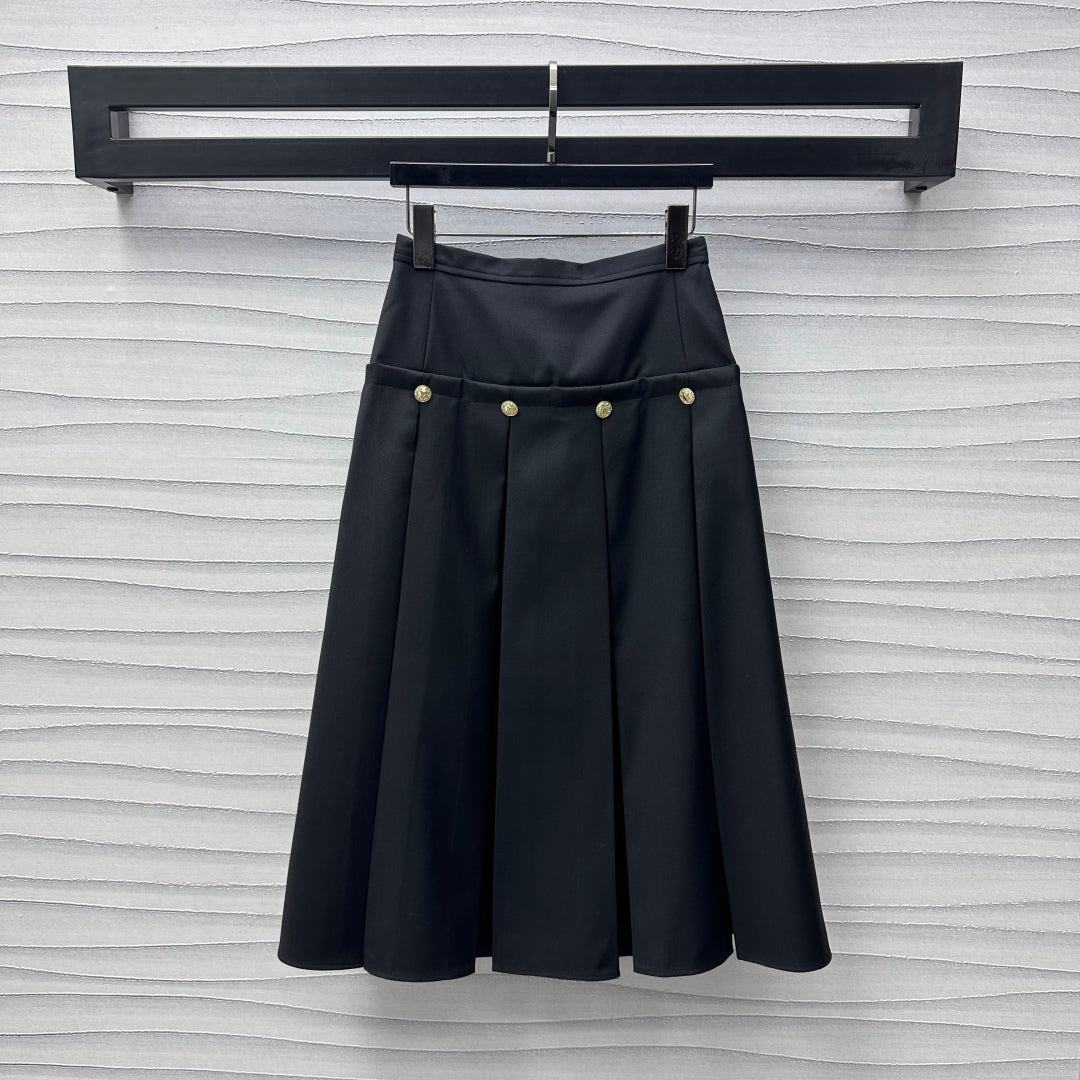 high waist zippered pleated skirt