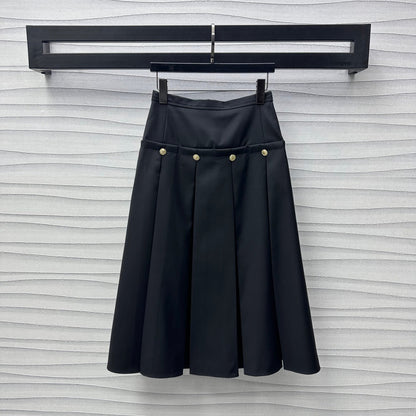 high waist zippered pleated skirt