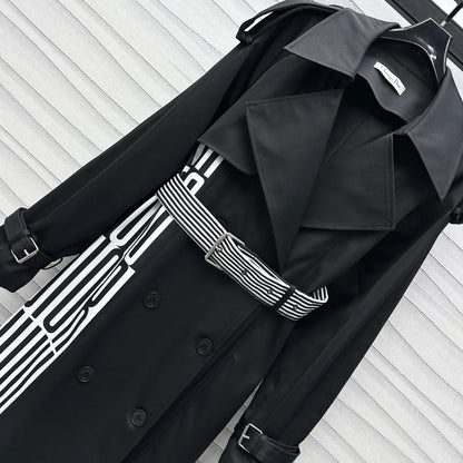 long coat with printed belt