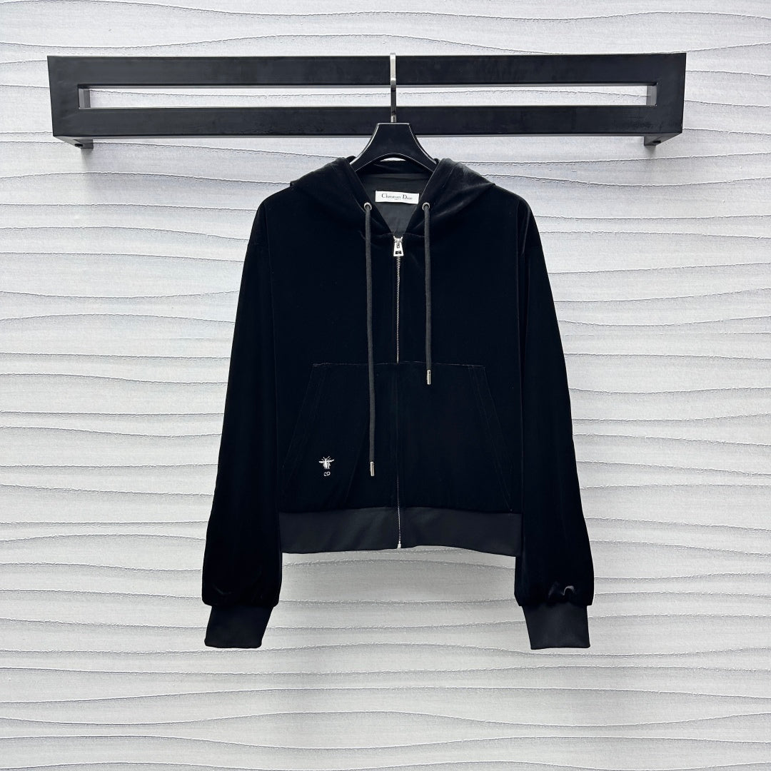 embroidered logo velvet suit