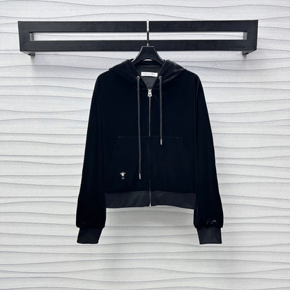 embroidered logo velvet suit