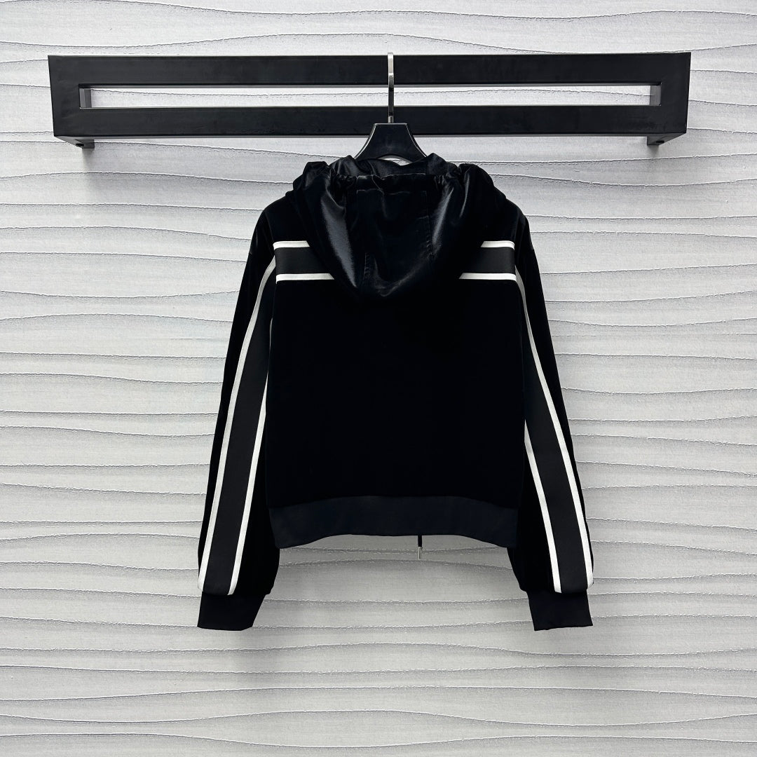 embroidered logo velvet suit