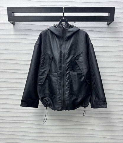 jacquard hooded storm jacket