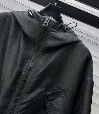 jacquard hooded storm jacket