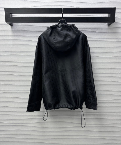 jacquard hooded storm jacket