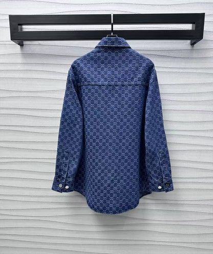 25 new hot diamond jacquard denim shirt