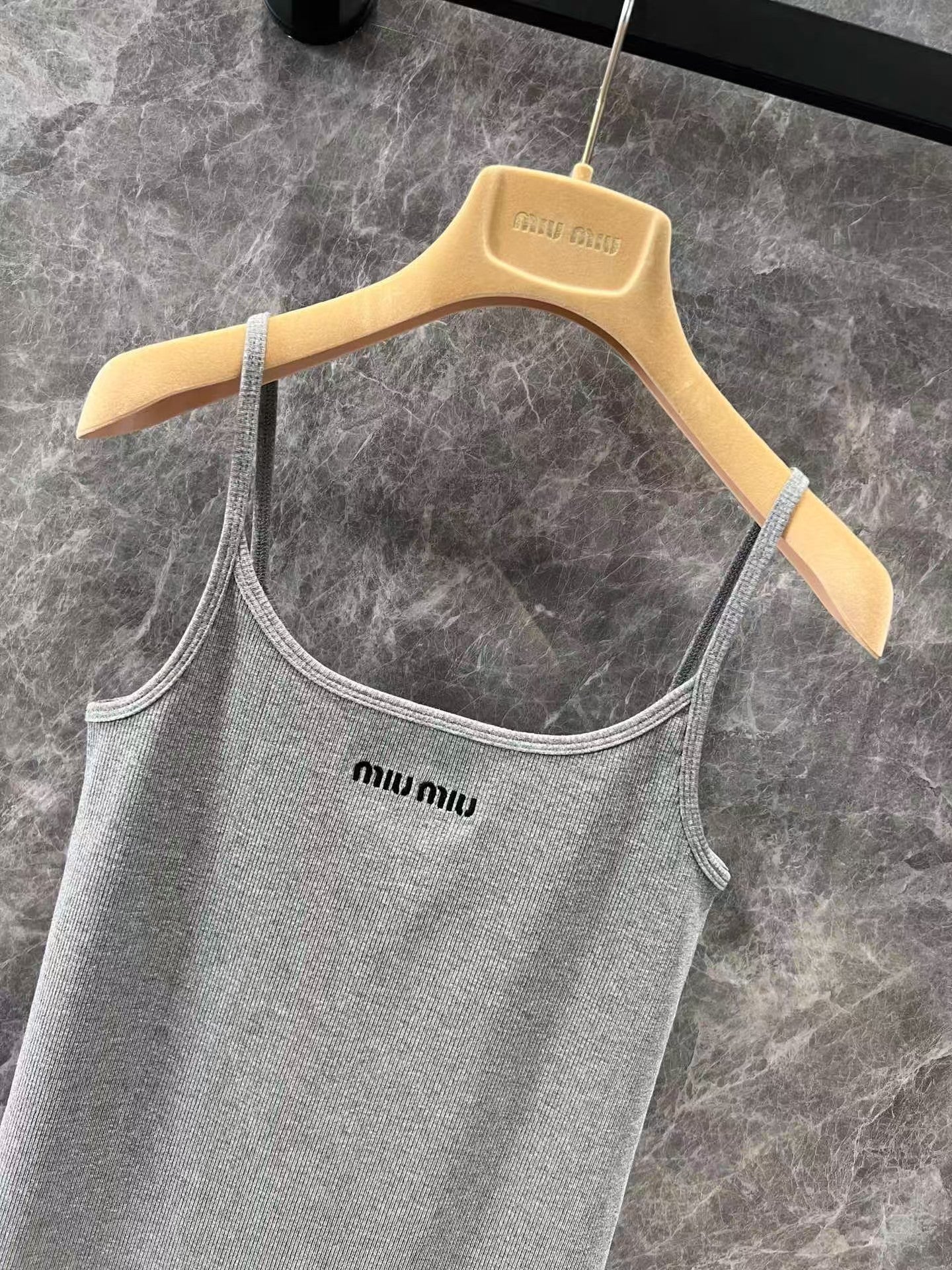 25ss gray halter dress with lettering embroidery on the chest