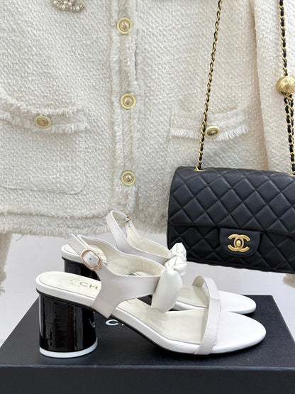 C Chunky One Strap Heel Sandals
