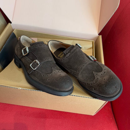 Co-branded Brogue Sculpted Aged Suede Pumps