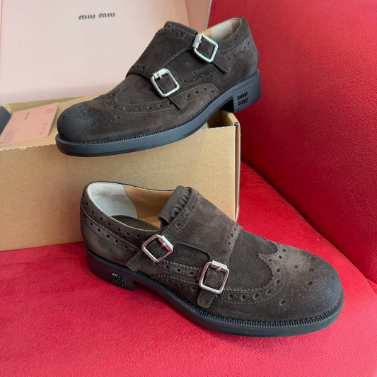 Co-branded Brogue Sculpted Aged Suede Pumps