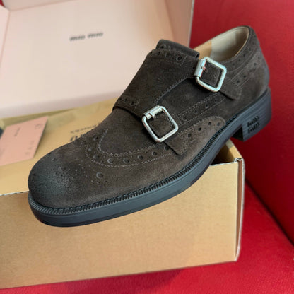Co-branded Brogue Sculpted Aged Suede Pumps