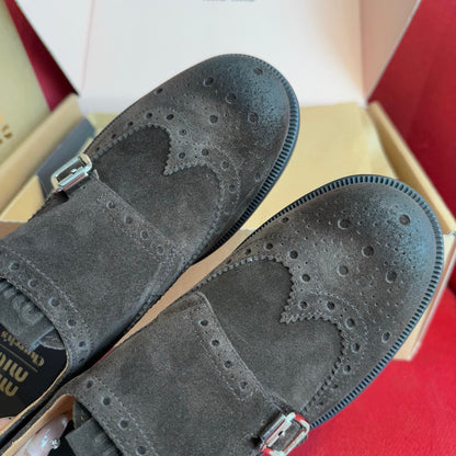 Co-branded Brogue Sculpted Aged Suede Pumps
