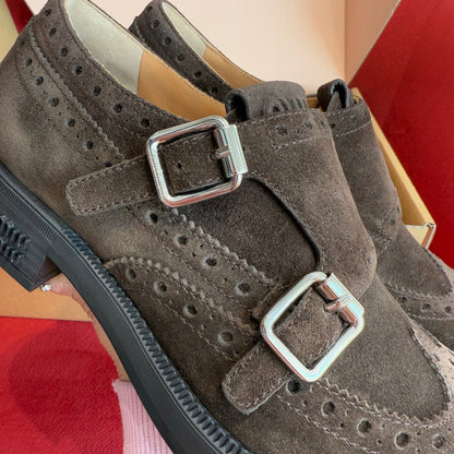 Co-branded Brogue Sculpted Aged Suede Pumps