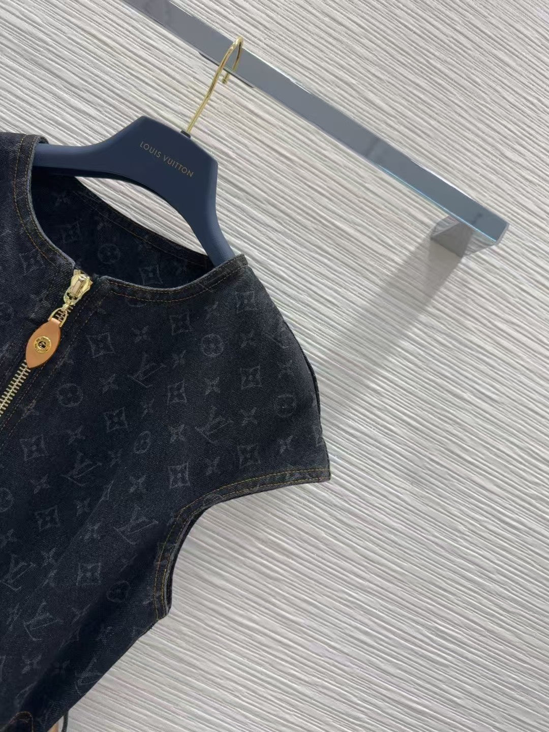 25ss belted jacquard denim dress