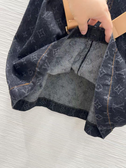 25ss belted jacquard denim dress