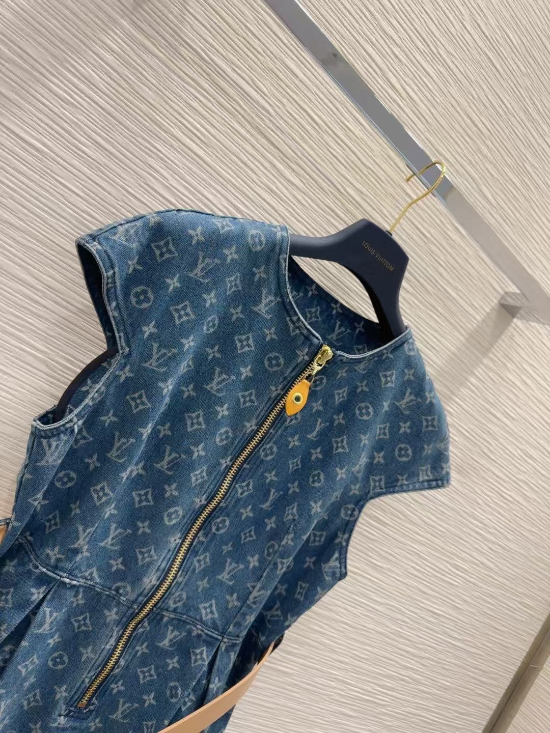 25ss belted jacquard denim dress