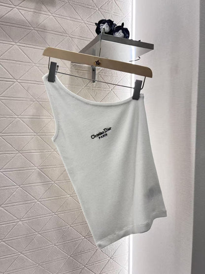 25ss one shoulder knitted vest