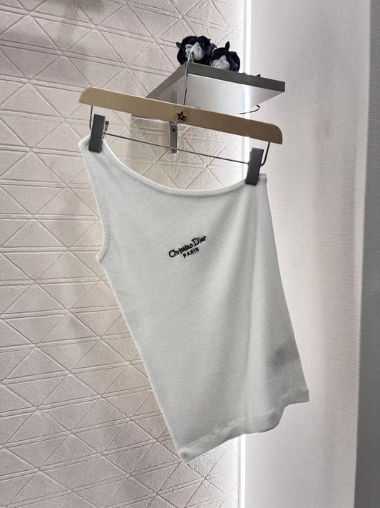 25ss one shoulder knitted vest