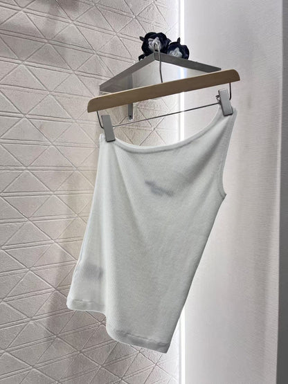 25ss one shoulder knitted vest
