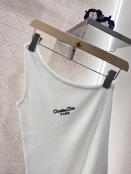 25ss one shoulder knitted vest
