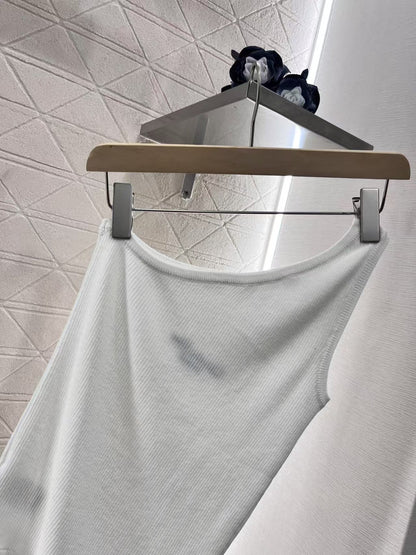 25ss one shoulder knitted vest