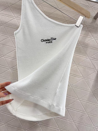 25ss one shoulder knitted vest