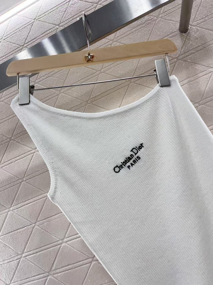 25ss one shoulder knitted vest
