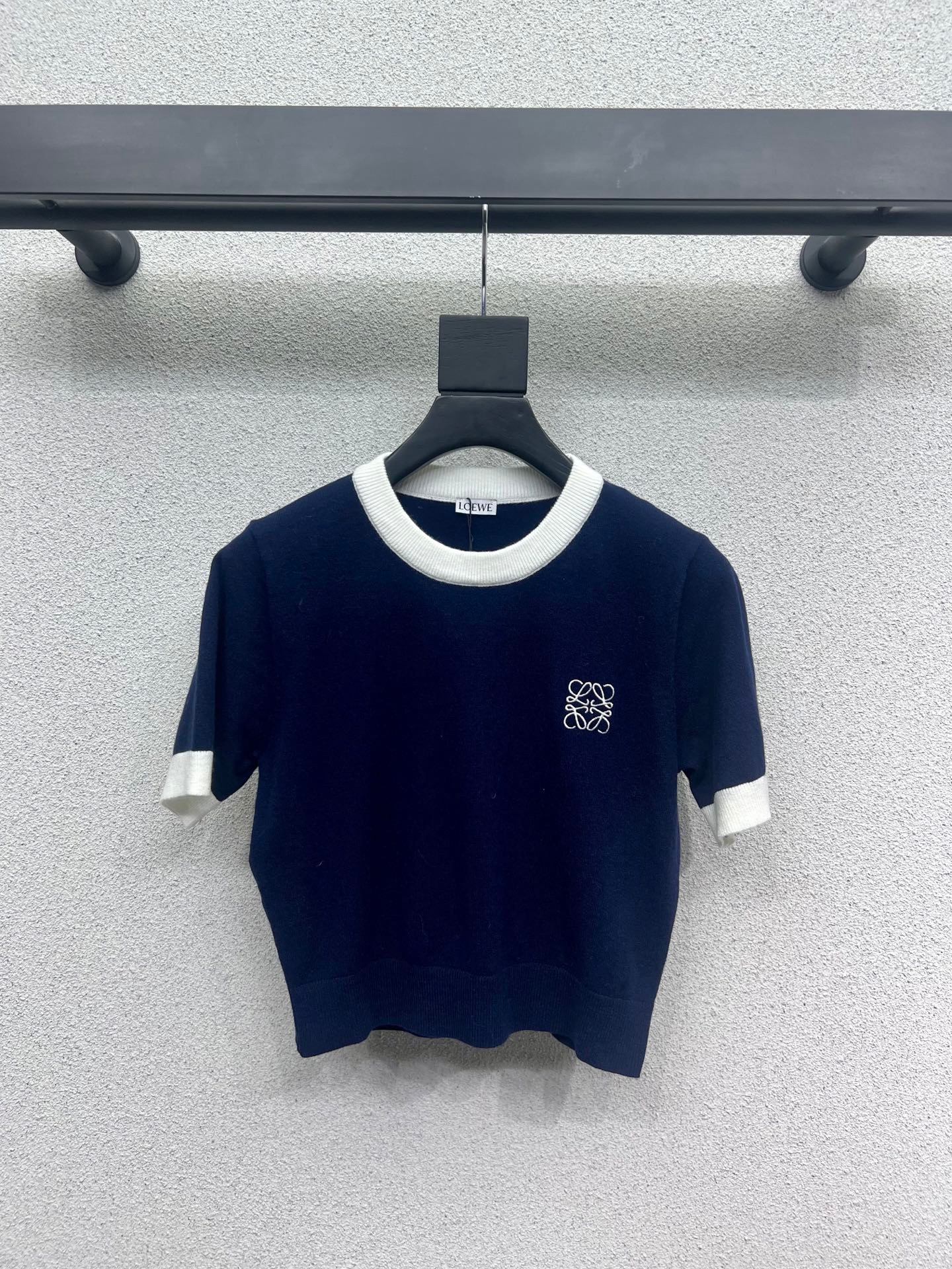 25 Spring and Summer Latest Embroidered Logo Knitted Short Sleeve + Pleated Skirt Set