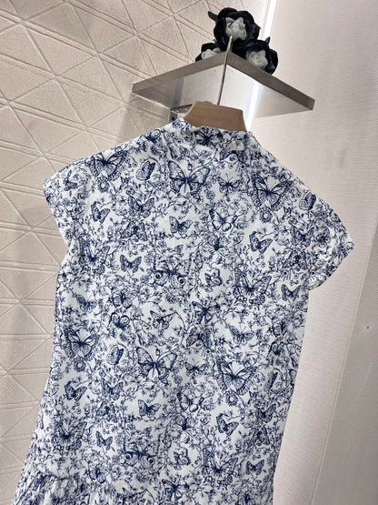 new style full print butterfly plant vine pattern
