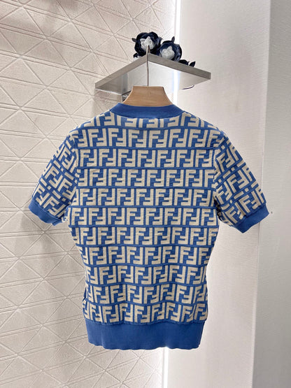 New Round Neck Jacquard Knit Short Sleeve