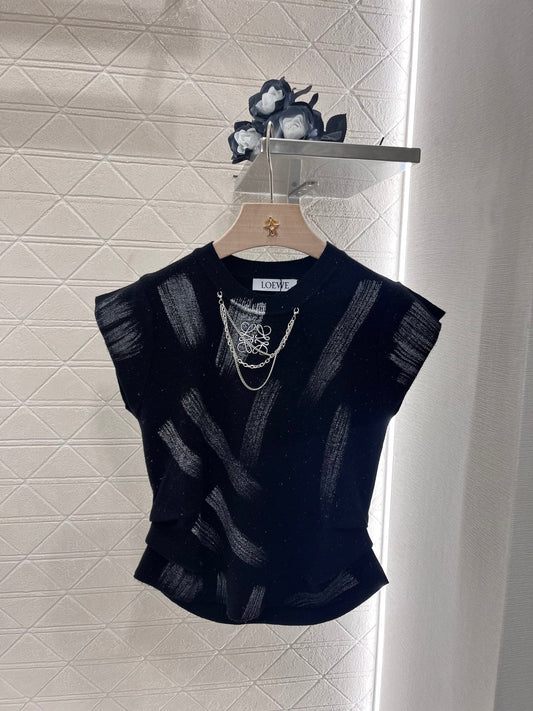 👚25SS New Round Neck Knitted Short Sleeve Wool Material