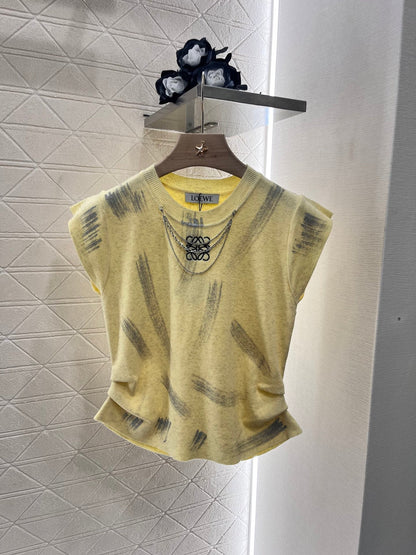 👚25SS New Round Neck Knitted Short Sleeve Wool Material