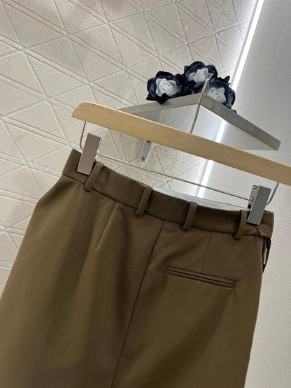 25ss leather label pleated fashionable suit skirt