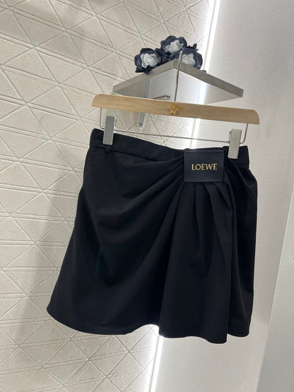 25ss leather label pleated fashionable suit skirt