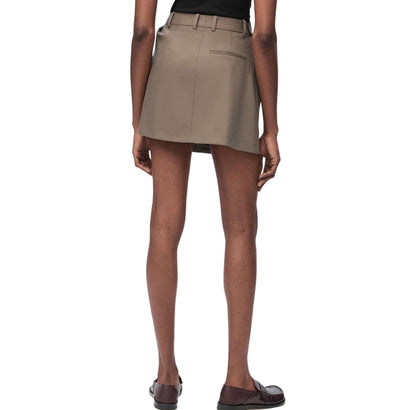 25ss leather label pleated fashionable suit skirt