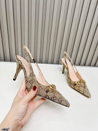 Classic pattern diamond stiletto high heels