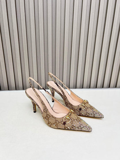 Classic pattern diamond stiletto high heels