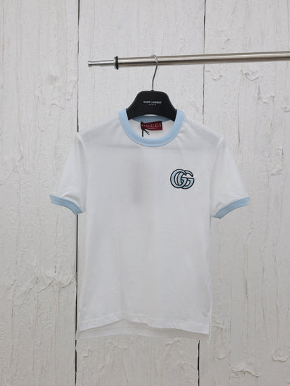 25g letter embroidery round neck short sleeve t-shirt