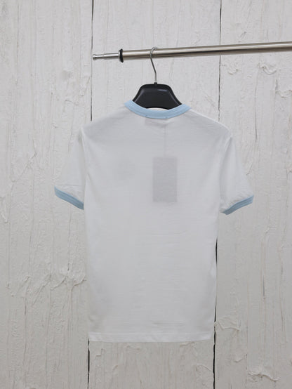 25g letter embroidery round neck short sleeve t-shirt