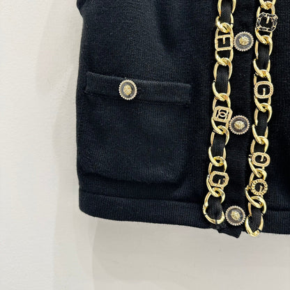 Heavy-craft gold chain cashmere vest
