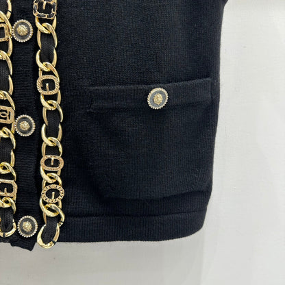 Heavy-craft gold chain cashmere vest