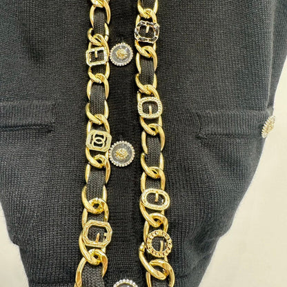 Heavy-craft gold chain cashmere vest