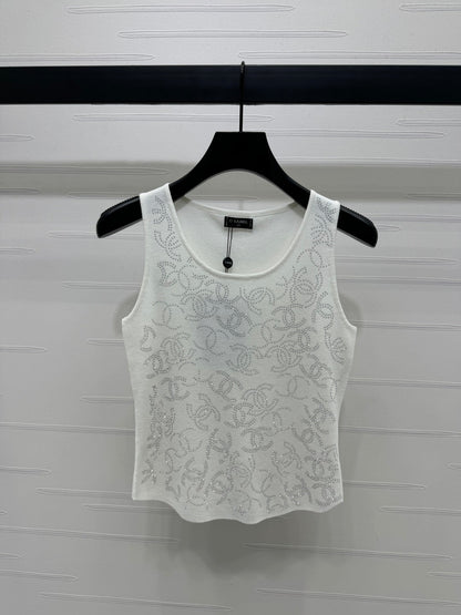 Heavy rhinestone knitted vest